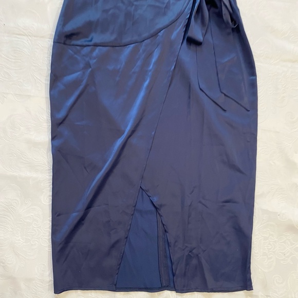 Allegra K Women Sleeveless Satin Dress Stand Collar Tie Ruched Waist Dress - Picture 9 of 13